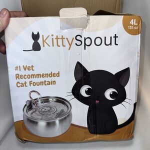 KittySpout Stainless Steel Cat Water Fountain 4L Corded NWOT